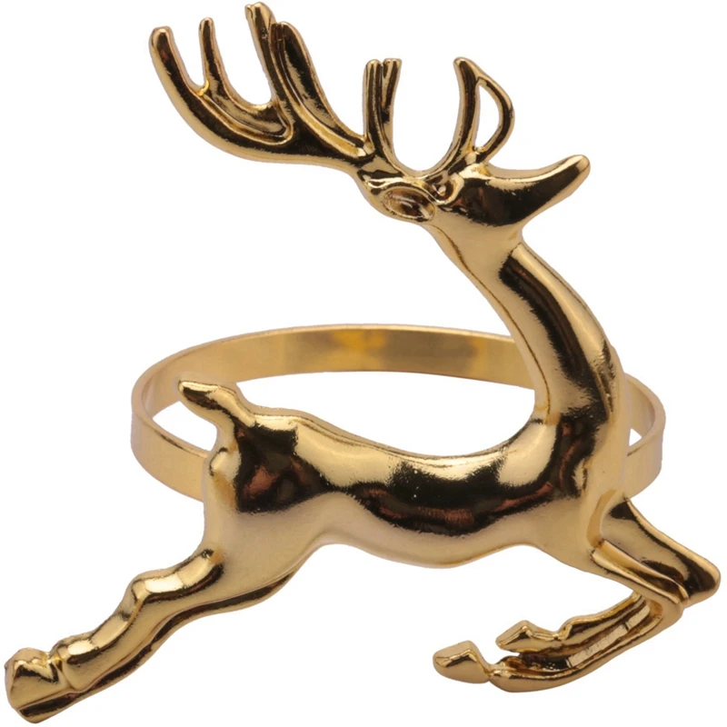 36шт Рождественских колец для салфеток с изображением лося и оленя, держатель кольца с пряжкой для салфеток из золотого сплава, украшение для свадебной вечеринки в ресторане отеля