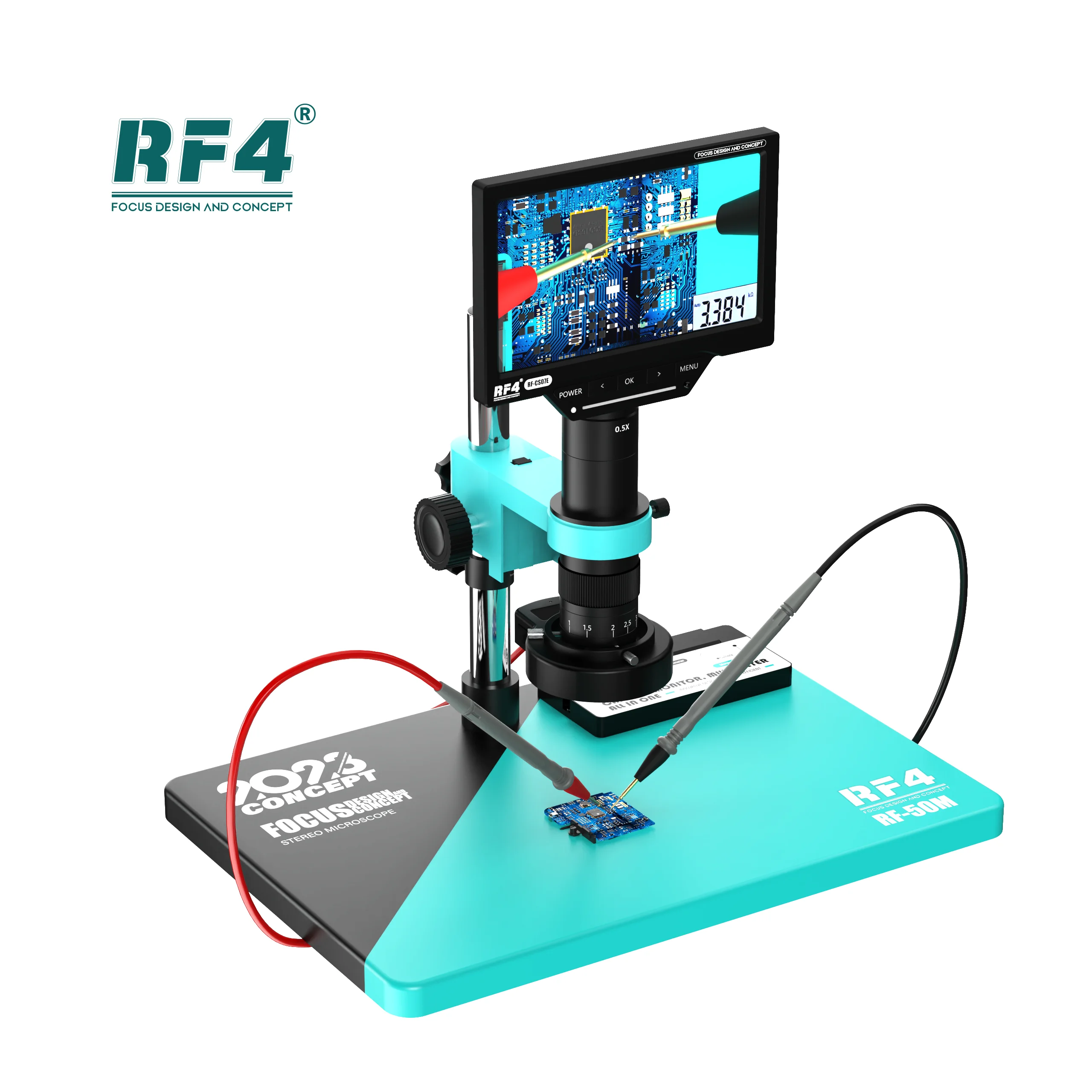 RF4-50M Встроенная камера высокой четкости с цветным ЖК-экраном 1080p, видеомикроскоп Также обеспечивает функции мультиметра, увеличитель