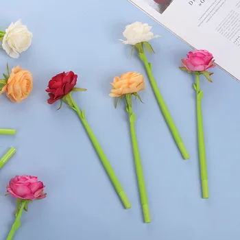 2 шт., милая гелевая ручка с цветком Кавайной розы, Офисные школьные принадлежности, канцелярские принадлежности, креативная милая симпатичная мягкая ручка