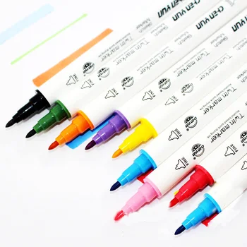 Детский набор двуглавых маркеров, студенческая многоцветная масляная ручка для заметок, Акварельная ручка с номером 12 / 24 / 36 / 48 Цвет