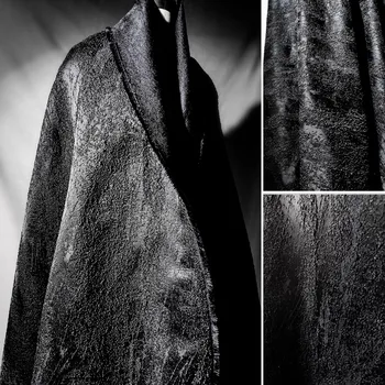 Черная зернистая жаккардовая ткань, костюм, куртка, одежда креативного дизайнера, Оптовая Продажа, Пошив одежды по метрам, Материал для поделок