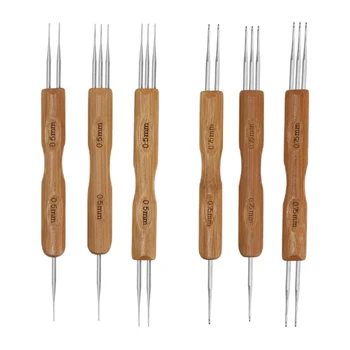 Крючки для вязания Дредов для волос (0,5 мм; 0,75 мм) С Бамбуковой ручкой, Новая Игла для вязания крючком