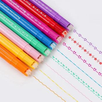 Набор эстетичных ручек-маркеров, 8 различных форм, маркеры с двойным наконечником, ручки для детей, новые канцелярские школьные принадлежности